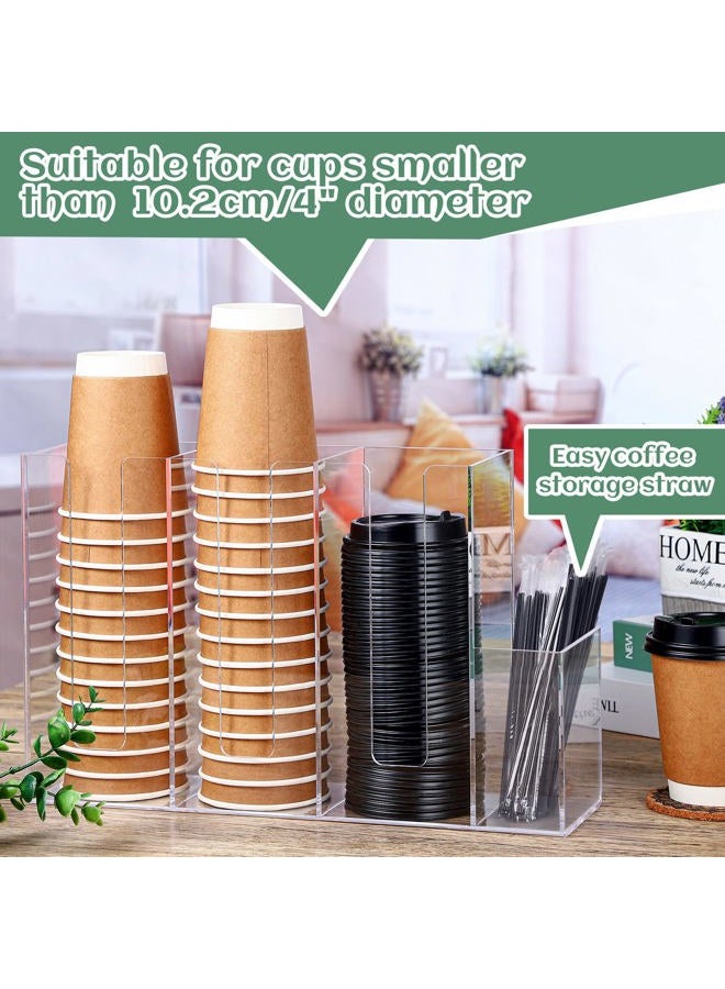 Cunhill 4 Compartment Acrylic Coffee Cup Organizer Holder, Clear Plastic Cup and Lid Storage, Countertop, Modern Style, Transparent, 38 x 10.5 x 24 cm, Ideal for Kitchen, Restaurants, Lounges - Image 4